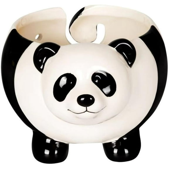 Piwvid Panda Ceramic Yarn Bowl Knitting Yarn Ball Holder Handmade Craft Knitting Bowl Storage Crocheting Accessories and Supplies Organizer, Ceramic Yarn Bowl, Panda