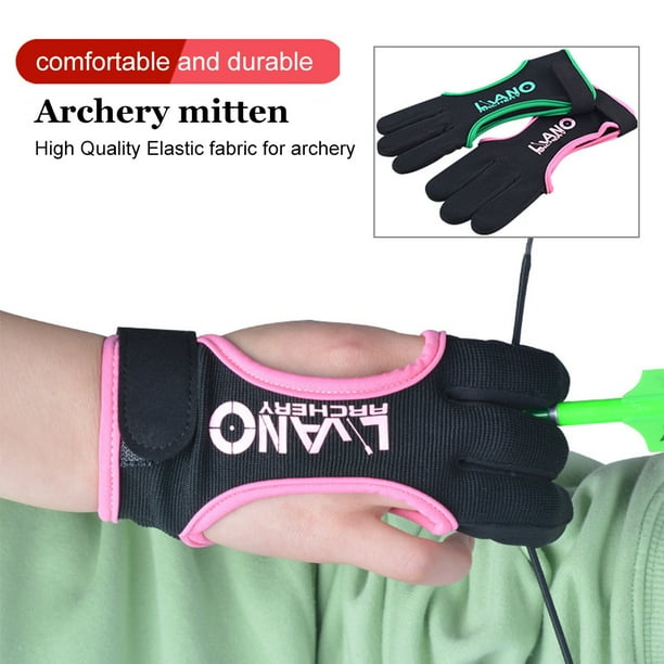 pitrice Gant de Tir à l'Arc Portable à Trois Doigts Pratique Léger pour Jeunes Adultes Débutants Vert L