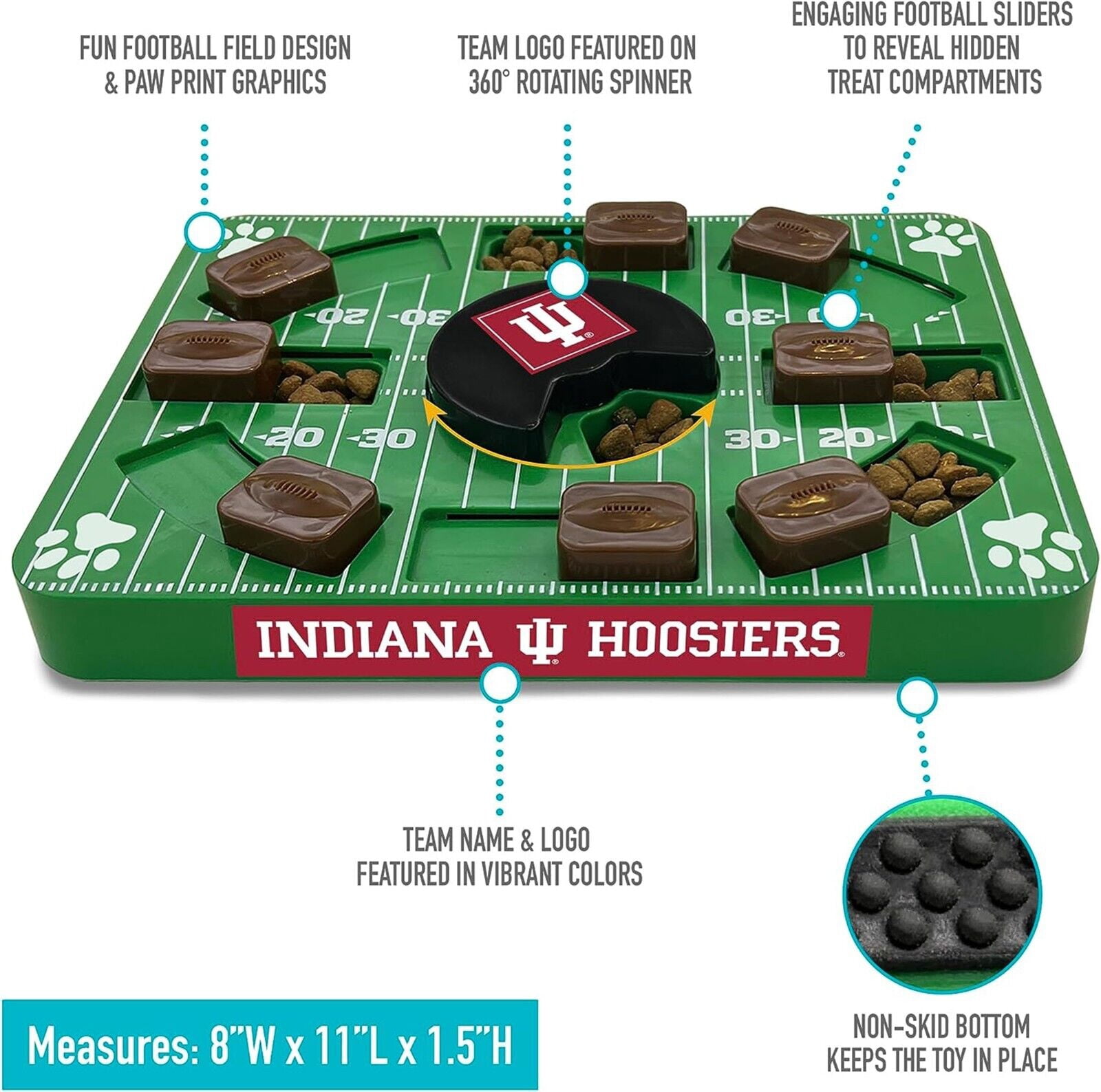 Pets First NCAA Indiana Hoosiers Puzzle Toy, Puzzle Treat Dog Toy, Interactive Dog Treat Toy, Dog Puzzle Feeding Slow Toy