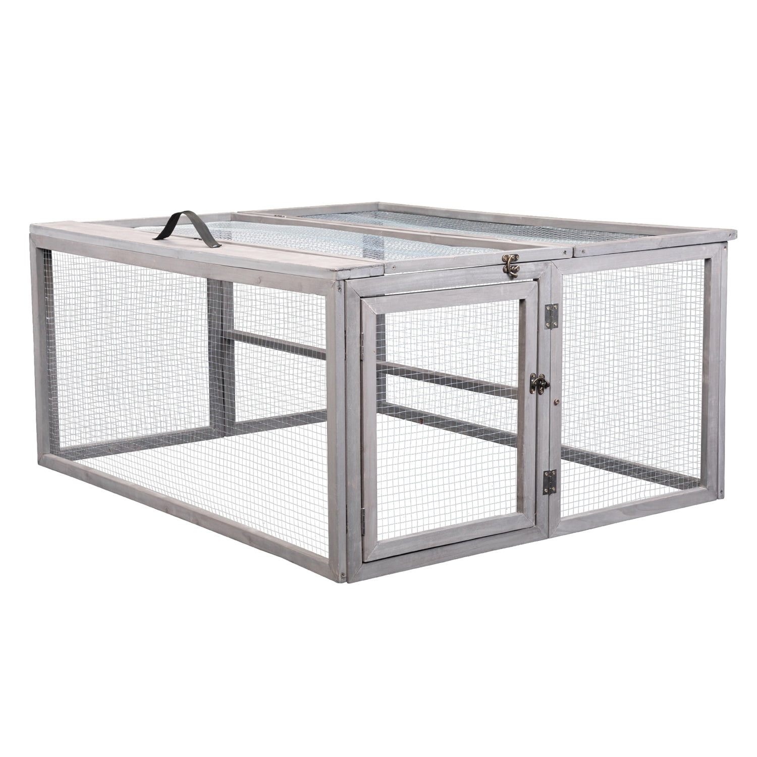 Pefilos 45" Outdoor Bunny Cage Folding Rabbit Hutch, Chicken Coop with Run, Wooden Poultry Hutch, Gray Pefilos 45" Outdoor Bunny Cage Folding Rabbit Hutch, Chicken Coop with Run, Wooden Poultry Hutch, Gray