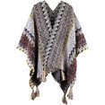 thumbnail image 1 of LinYooLi Poncho Cape Ethnique pour Femmes Tricot Ouvert devant Épaissi Pashmina avec Franges Temps Froid, 1 of 5