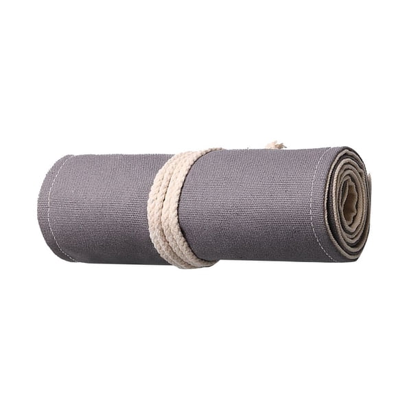 Cateissary Nueva lona Wrap Cable Lines Lápiz Bolígrafos Herramientas Accesorios Organizador Roll Up Bag pinturas Gris 20*82cm