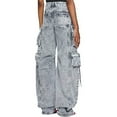 thumbnail image 3 of AILIYIL Women'S Cargo Pants High Waist Baggy Jeans Pocket Loose Denim Pants Streetwear (Gray,S), 3 of 3