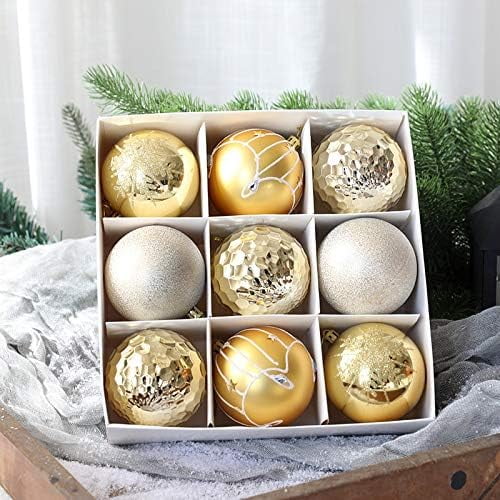 SHANJIA Christmas Balls, Christmas painted gift package ball 9Pcs 8cm Ball Gift tree decoration pendant for Xmas Tree Holiday Garland Decor Ornaments