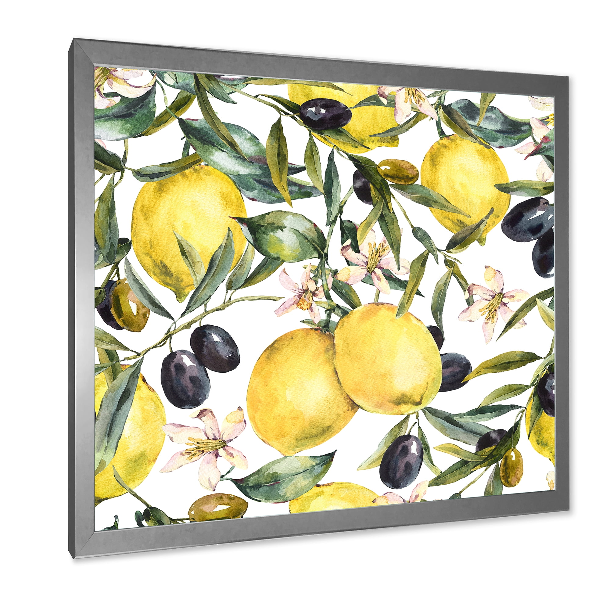 Designart 'Olive and Lemon Branches I' Tropical Framed Art Print
