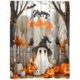 thumbnail image 2 of Cortina Ducha Dibujos Animados Lindo Fantasma Halloween Con Ganchos Baño Espeluznante, 2 of 9
