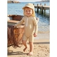 thumbnail image 4 of Baby Boys Swimsuit Seersucker Long Sleeve One Piece Zipper Bathing Suit Rash Guard Swimwear Sunsuit, 4 of 8