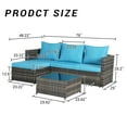 thumbnail image 4 of 2-Piece Patio Furniture Set, Outdoor Woven Sectional L- Shaped Patio Furniture , Wicker Conversation Set with Ottoman, Detachable Lounger Table for Backyard Poolside (Light Blue), 4 of 11
