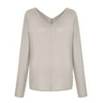 thumbnail image 3 of Tbopshirt Womens Top Women Fashion Casual Solid V-Neck Loose Long Sleeve T-shirt Top Blouse Pullover, 3 of 5