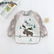 thumbnail image 5 of Babero de bebé con mangas, impermeable, lavable, poliéster, estampado Animal, traje de babero de tela para niño pequeño, 3 uds., 5 of 12