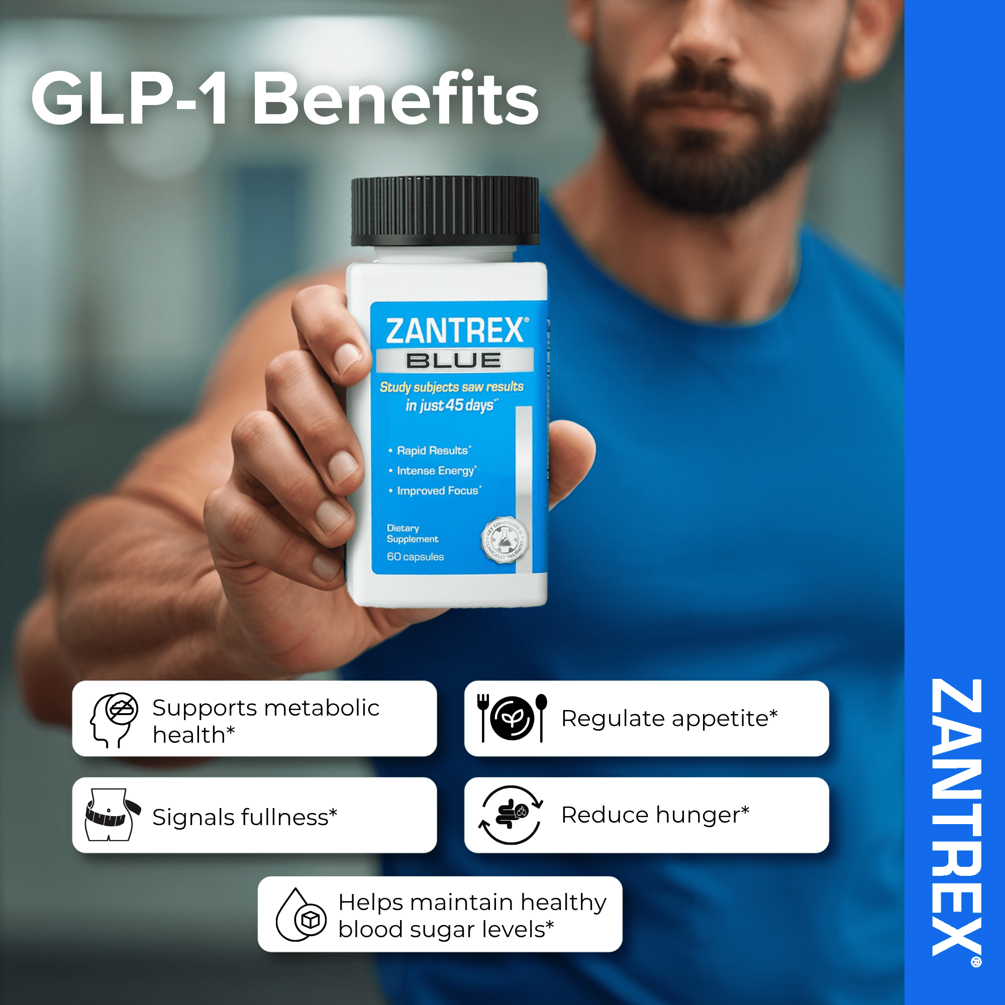 Zantrex Blue Energy and Weight Management Supplement for Appetite Control, Increased Calorie Burn | 60 Capsules