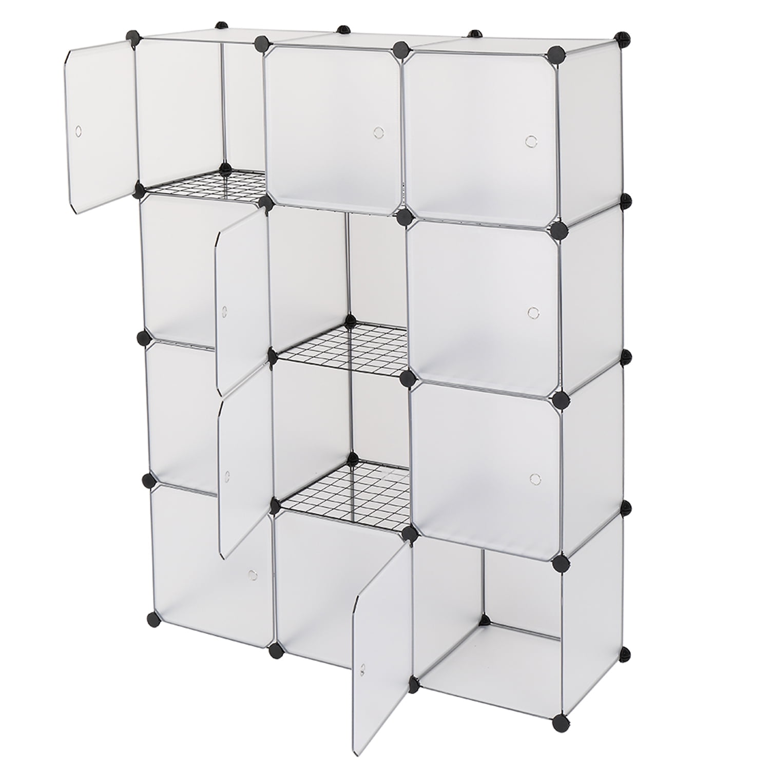 UWR-Nite Portable Storage Cubes - 14" x14" Cube (12 Cubes)-More Stable Cube Shelves with Doors, Modular Bookshelf Units, Clothes Storage Shelves, Room Organizer for Cubby Cube