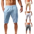thumbnail image 2 of Pantalones cortos de lino y algodón para hombre, Shorts transpirables para playa, correr, Fitness, de secado rápido, para baloncesto, 2 of 4