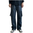 thumbnail image 2 of ZQUUVOU Men Casual Cargo Pants Solid Color Elastic Waist Drawstring Tie Full Length Pants Gray, 2 of 7