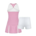 thumbnail image 5 of Chictry Kids Girls Golf Tennis Dress with Shorts Outfit Solid Color Sleeveless Sports Dress Pink 12, 5 of 7