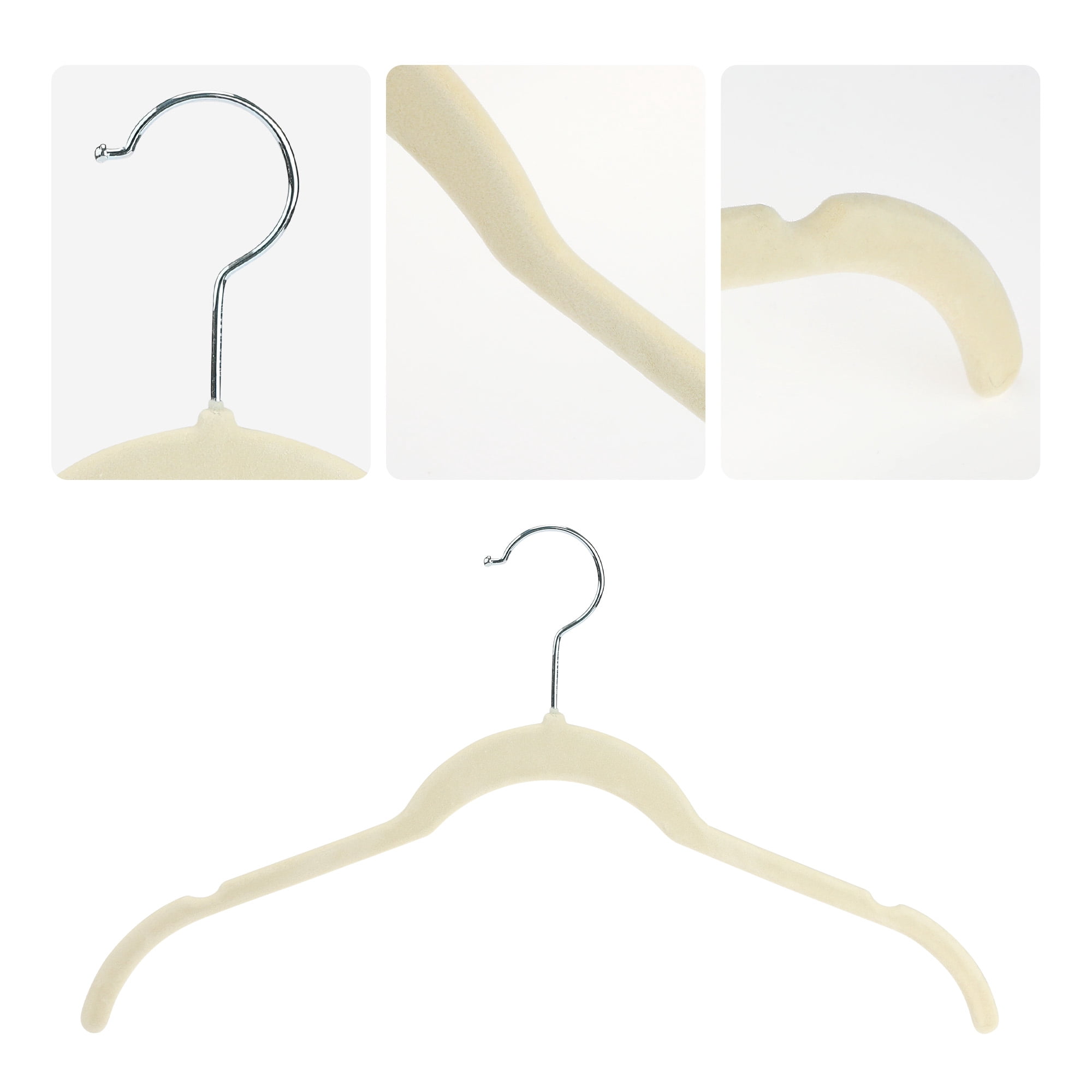 REGALWOVEN 10 Packs Velvet Non-Slip Hangers with Pinch Clips, Durable Space Saving Clothes Hangers for Clothing, Closet, Coats, Pants, or Shirts Khaki