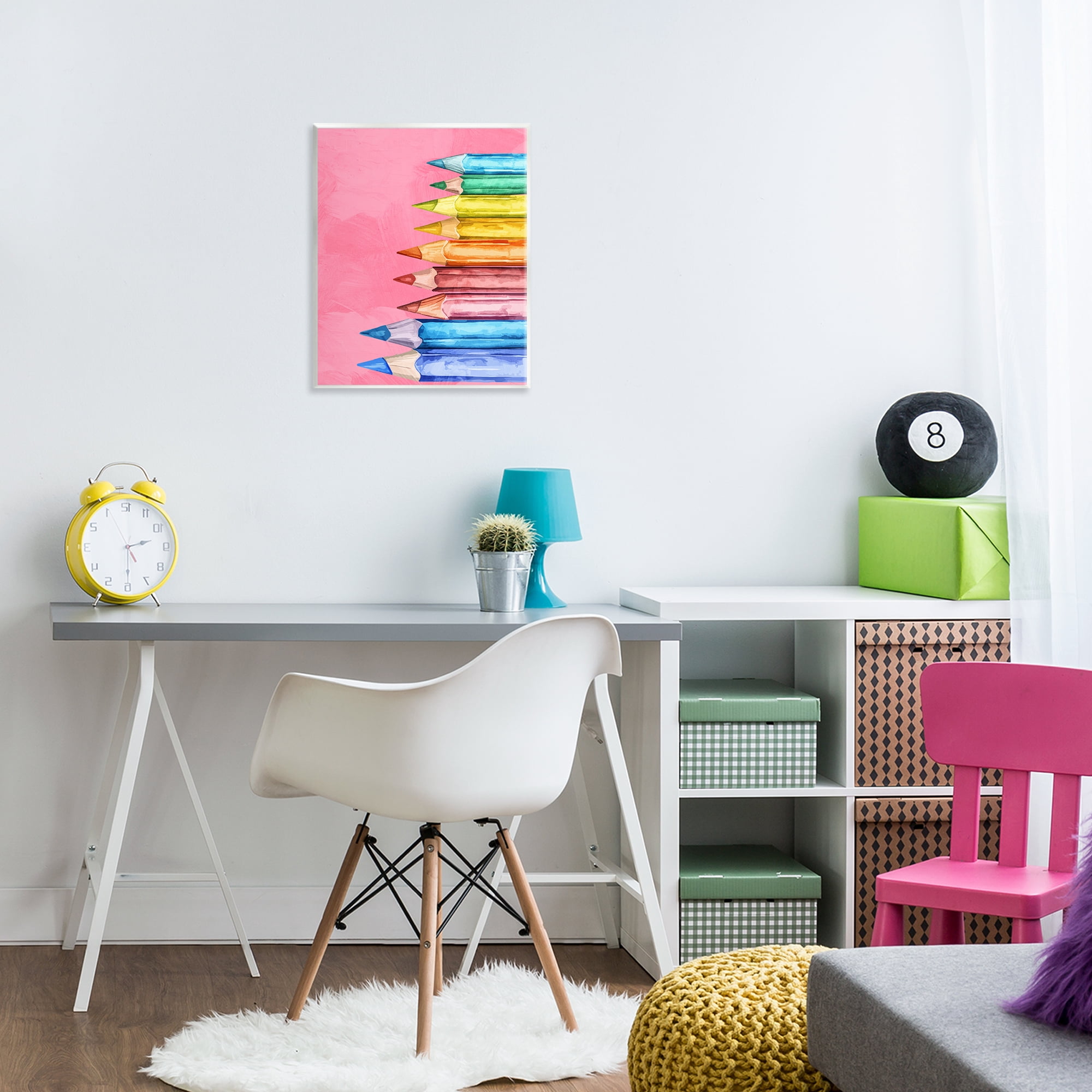 Stupell Industries Vibrant Pencils on Pink Wall Plaque Art, design by Kim Allen