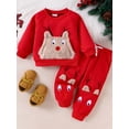 thumbnail image 2 of Binshrliy Baby Boys Christmas Outfits Clothes 6M 12M 18M 24M 3T 4T Kids Boy Long Sleeve Embroidery Sweatshirt + Elastic Long Pants 2Pcs Christmas-themed Clothing Costume for Toddler, 2 of 7