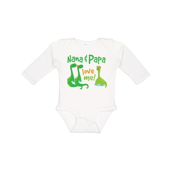 Inktastic Nana Papa Love Me Grandchild Dinosaur Boys Long Sleeve Baby Bodysuit