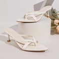 thumbnail image 4 of Qingpeng Womens Kitten Heel Thong Sandals Pointed Toe Crisscross Straps Slip On Mules for Summer Party and Vacation, 4 of 8
