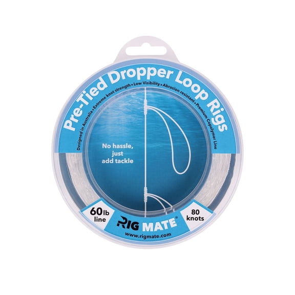 Rig Mate 60 lb Pre-Tied Dropper Loop Fishing Rigs – 80 Knots Bottom Leader Line for Offshore, Boat & Saltwater Fishing