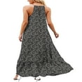 thumbnail image 2 of Women Summer Sleeveless Dress Floral Patterns Ruffled Neckline High-low Hem Cute Dress, 2 of 6