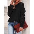 thumbnail image 5 of Women Fall Sweaters Crochet Long Sleeve Off the Shoulder Clothes Cute Crewneck Knit Pullover Tops Black M, 5 of 8