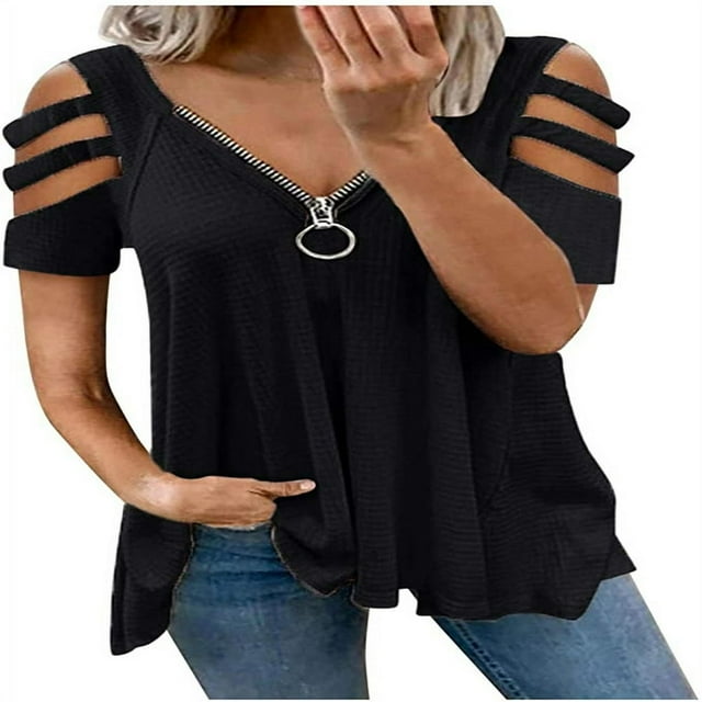 T-shirt pour Femmes à Motif Imprimé Léopard, Manches Courtes, Col en V