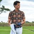 thumbnail image 5 of Balery Skulls and Flowers Printed Men’s Short Sleeve Polo Shirt, Midweight Men's Shirt,Golf Polo shirts -Small, 5 of 8