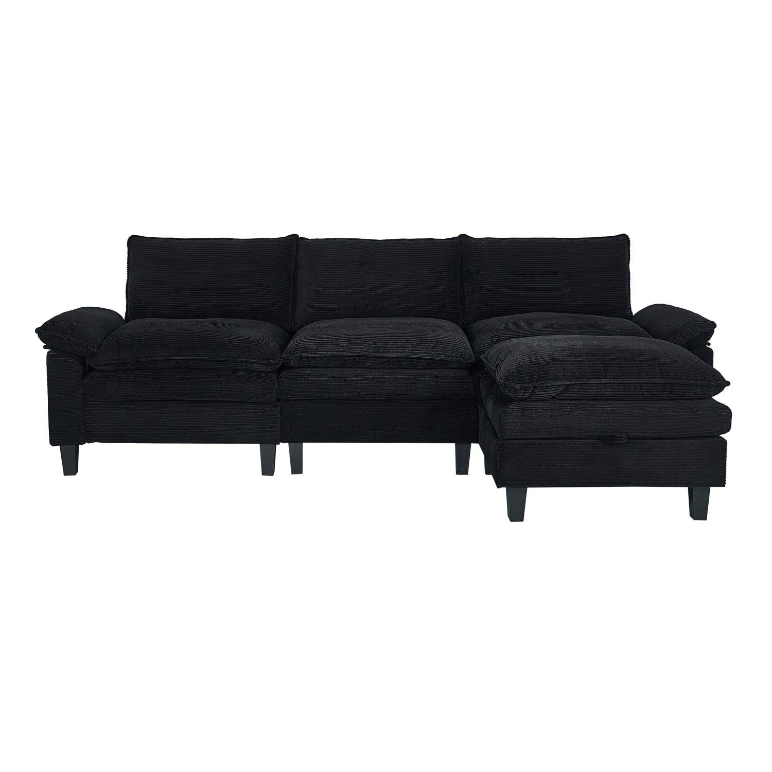 Gewnee 3-seats Corduroy Fabric Modular Sofa with Storage Ottoman L Shape For living Room Apartment Bedroom And Upholstered sectional Couch