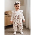 thumbnail image 4 of Loicainy Infant Baby Girls Fall Romper Outfits 3 6 9 12 Months Rose Print Long Sleeve Jumpsuit and Headband Set, 4 of 9