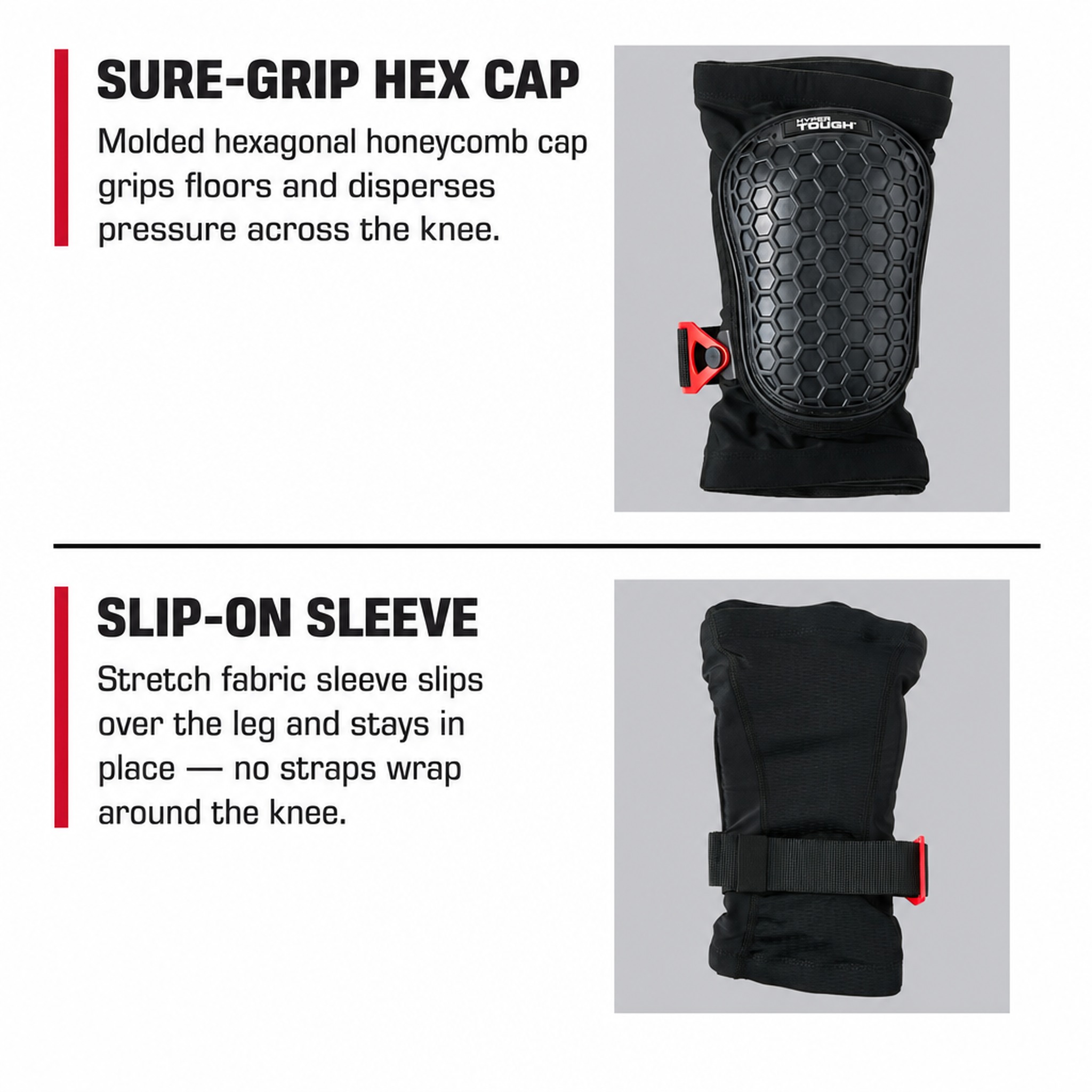 Hyper Tough Adjust-a-Sleeve Knee Pads with Sure-Grip Cap photo 3