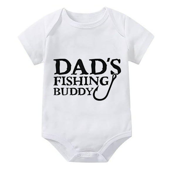 Dad's Fishing Buddy Newborn Girl Baby Clothes Short Sleeve Coming Home from Hospital Outfit White Baby Girl Take Home Outfit