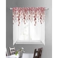 thumbnail image 3 of Red Brown Botanical Swag Valances for Windows, Watercolor Spring Eucalyptus Leaves Rod Pocket Sheer Valances for Large Windows, Swag Toppers Light Filtering for Kitchen Living Room 2 Panels 36''x63'', 3 of 6