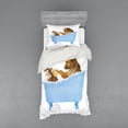 thumbnail image 2 of Ambesonne Funny Bedding Set 4 Pcs, Dog and Cat in Bathtub, Queen, Multicolor, 2 of 3