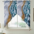 thumbnail image 2 of Blue Beach Swag Curtains for Kitchen/Bedroom/Living Room, Summer Ocean Coastal Waves Gradient Abstract Scalloped Curtains 63 Inch Long, Window Swag Topper Curtains Valances 2 Panels Set 36"x63", 2 of 8