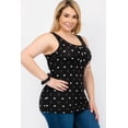 thumbnail image 4 of Plus Size Ribbed Knit Henley Tank Tops With Lace Trim - Black  White Hearts, 4 of 5