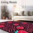 thumbnail image 2 of ODIKA 3'x5' Machine Washable Non-Slip Area Rug, Sweet Berry with Artistic Swirl and Inspired Fruit High Traffic Rug with Pad, Black, 682414, 2 of 8