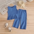 thumbnail image 4 of Toddler Baby Girls Denim Shorts Outfits Sleeveless T-Shirt Tops Jean Pants Summer Clothes Set Girls Summer Set 2-8 Years,4-5 Years, 4 of 5