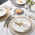 thumbnail image 2 of Juego de 4 manteles individuales redondos tejidos, elegantes manteles individuales de 15 pulgadas para mesas de comedor, decoración de fiestas en interiores y exteriores (crema marfil), 2 of 7