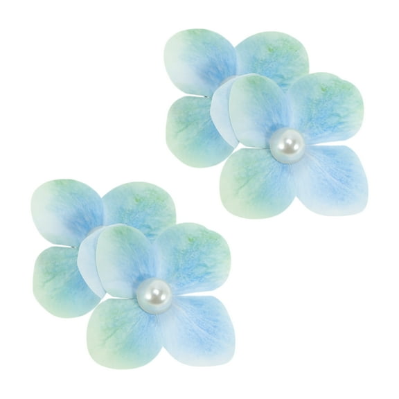 Unique Bargains 2 Pcs Hair Clip Grace Summer Fresh and Sweet Pearl Flowers Duckbill Clip Green