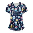 thumbnail image 2 of Women's Nursing Uniform Graphic Print Scrub Tops Summer Short Sleeve V Neck Workwear Stretchy Working Scrubs, 2 of 5