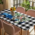 thumbnail image 3 of Christmas Blue Truck Table Cloths for 4 Foot Rectangle Tables, Xmas Tree Bow Rustic White Black Checkered Patio Waterproof Elastic Fitted Tablecloths, Washable Rectangular Table Cover for Camping, 3 of 8