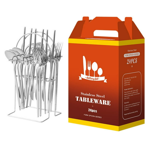 Juego de Cubiertos de Acero Inoxidable Cateissary 24 Uds. Plateado
