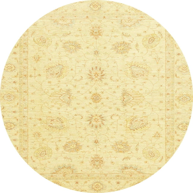 Ahgly Company Tapis Rond Abstrait Jaune Soleil Oriental pour Intérieur, 8 Pieds Rond