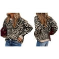 thumbnail image 2 of Leopard Cardigan Open Front Button Up Sweaters for Women Long Sleeve Cropped Cardigan Jackets, 2 of 9