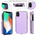thumbnail image 6 of Wallet Case for Apple iPhone XS/ iPhone X, with Crossbody Shoulder Strap & Hand Wrist Cards Holder Zipper Pocket Stand Feature Full Protective Shockpoof Phone Case for iPhone XS/X, Lightpurple, 6 of 7
