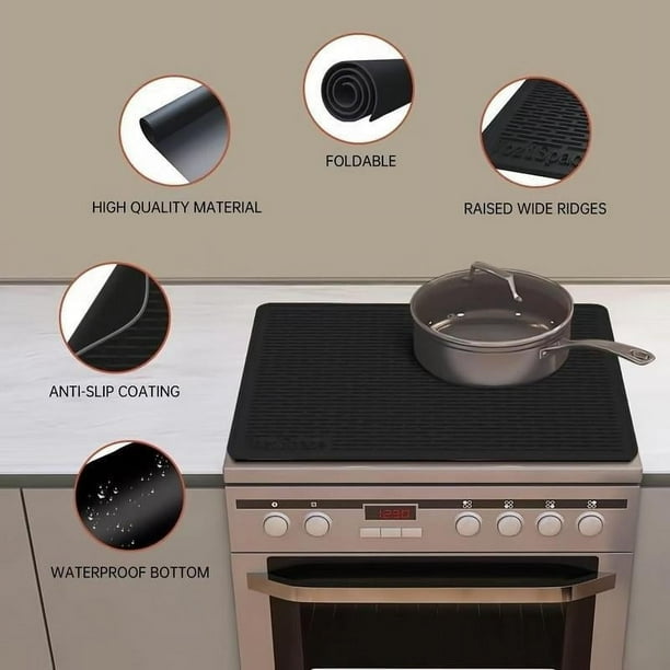 Tapete extragrande para estufa de 71 x 50 cm | Resistente al calor hasta 230 °C | Mantel de cocina antideslizante de silicato | Tapete multiusos para secar vajilla, preparar alimentos y proteger l