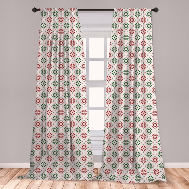 Christmas Curtains 2 Panels Set Traditional Norwegian Selbu Rose christmas-curtains-2-panels-set-traditional-norwegian-selbu-rose