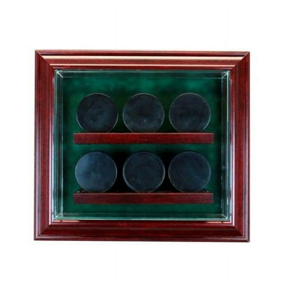 Perfect Cases PC-6PCKCB-C 6 Hockey Puck Cabinet Style Display Case, Cherry